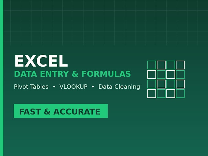 do excel data entry , formulas and pivot tables