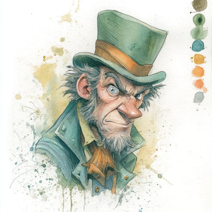 draw custom watercolor character art