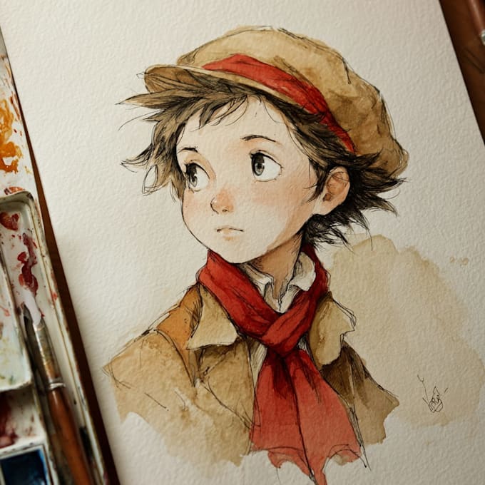 make a digital watercolor character art