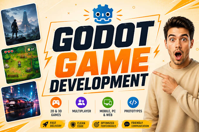 develop high quality 2d or 3d godot game, prototype or multiplayer