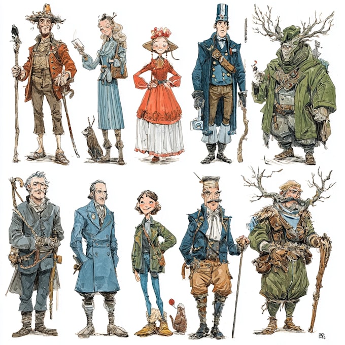 whimsical watercolor character illustrations