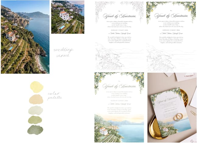 design wedding invitation with a venue illustration