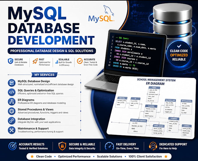 design and develop mysql databases and sql queries