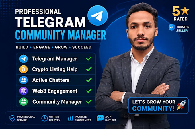 be your crypto telegram community manager with active chatters and engagement
