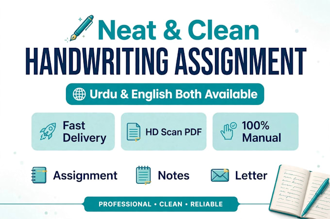 do neat handwriting assignment in urdu and english