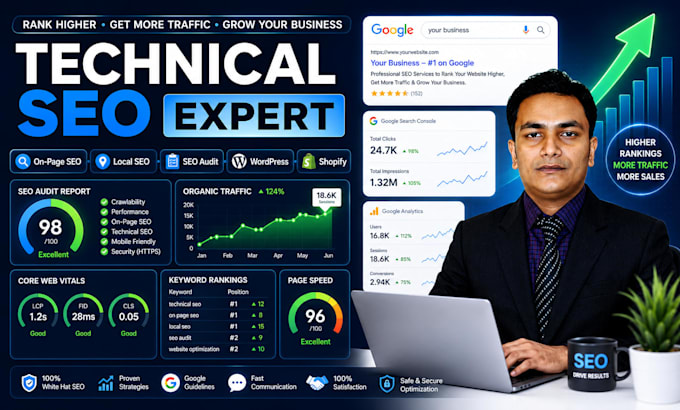 do technical, on page, local SEO , website audit to rank on google