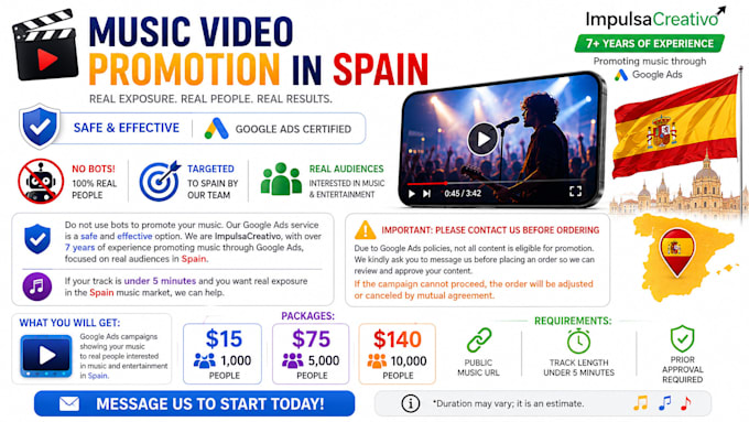 music video promotion in the spain with google ads