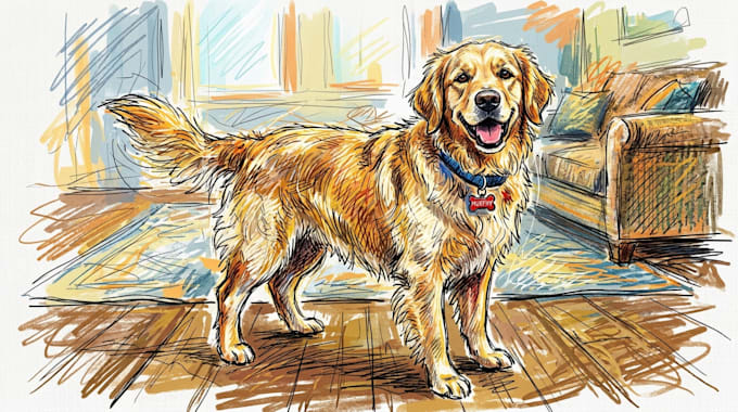 draw digital scribble pet portrait
