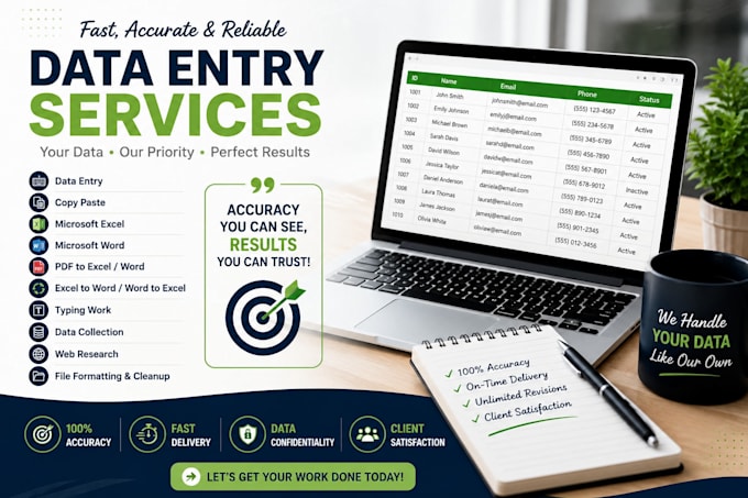 do accurate data entry, excel data entry, copy paste and web research