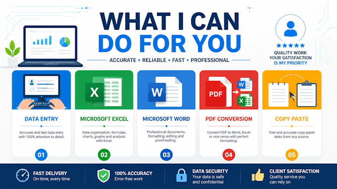 do accurate data entry, microsoft excel, copy paste and web research