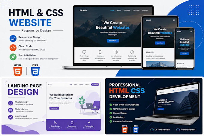 build a responsive HTML CSS website, landing page website