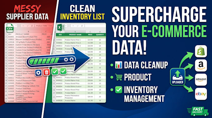 do ecommerce data entry, product upload and excel inventory management