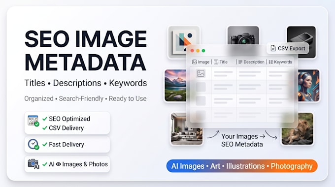 create SEO titles, descriptions, and keywords for your images