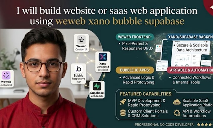 build website or saas web application using weweb xano bubble supabase