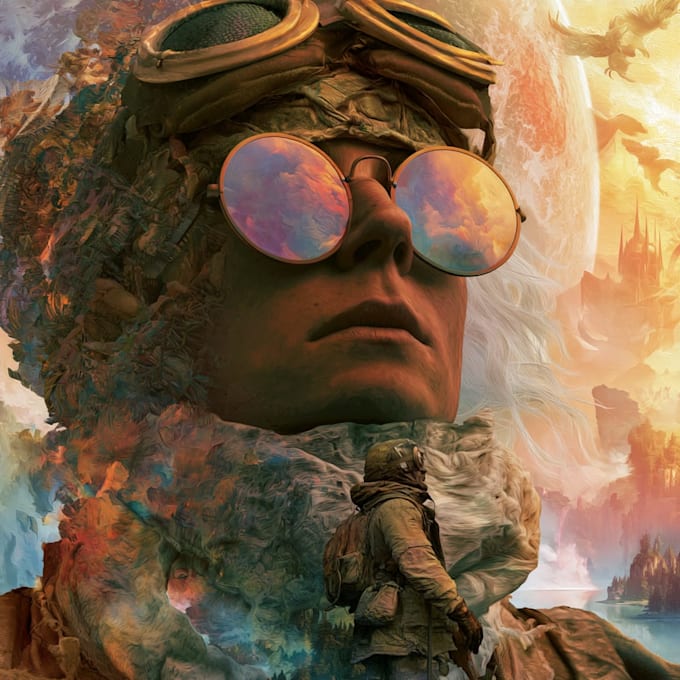 create dark fantasy art illustration for albums cover