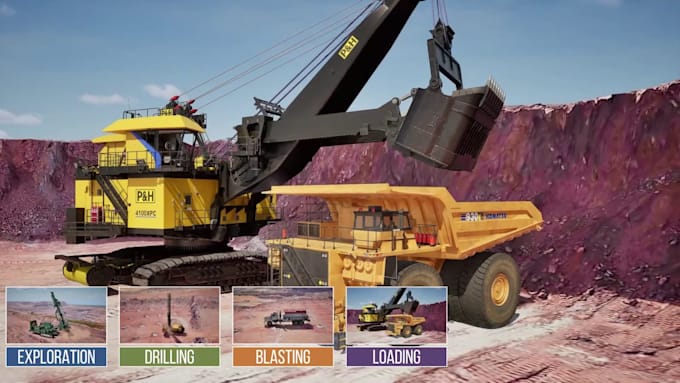create professional open pit mining and quarry 3d animation