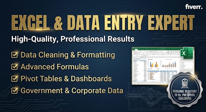 provide excel work, pivot table, data formatting, formulas