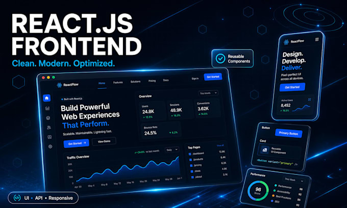 build a modern react js frontend website or web application