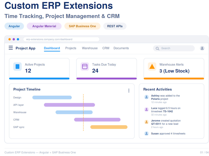 build asp net core time tracking and erp software solutions