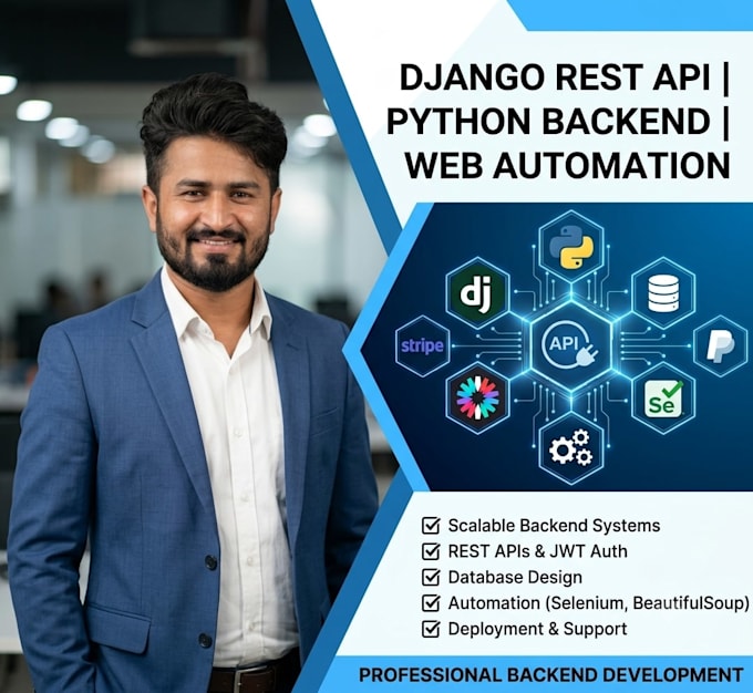 develop django rest API, python backend and web automation