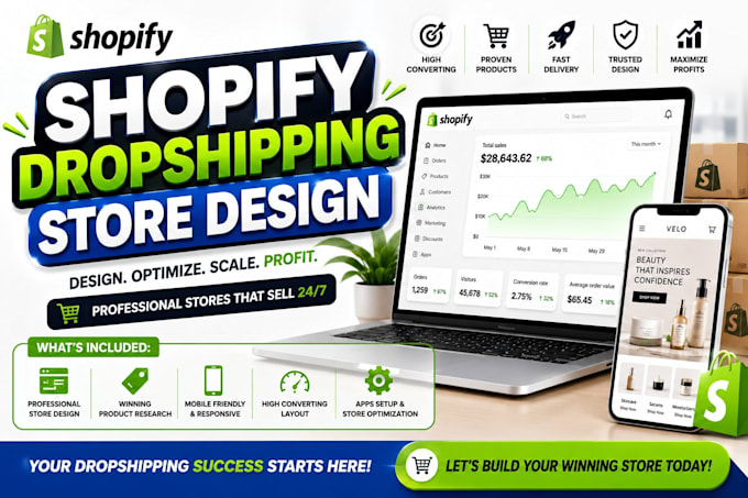 design or redesign shopify website, shopify store design, shopify dropshipping