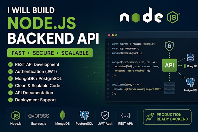 develop node js backend API for your web app