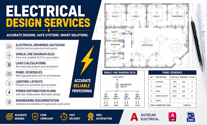 provide electrical engineering drawings autocad power plans documentation