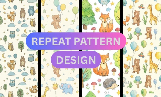 create cute seamless patterns for kids products and pod