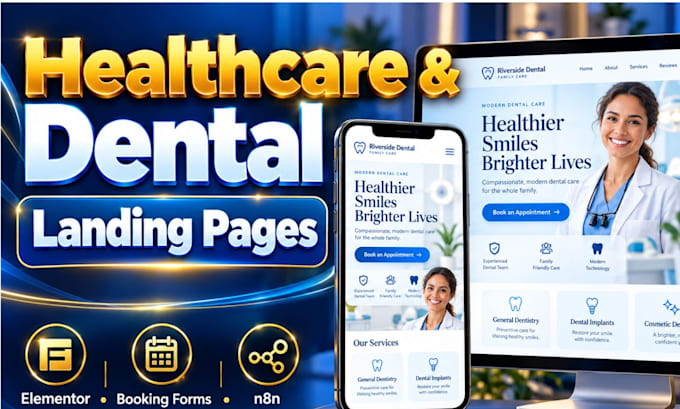 build healthcare medical  dental clinic elementor landing page with n8n chatbot