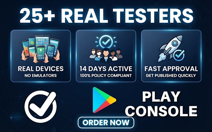 provide 12 or 25 testers for google play closed testing