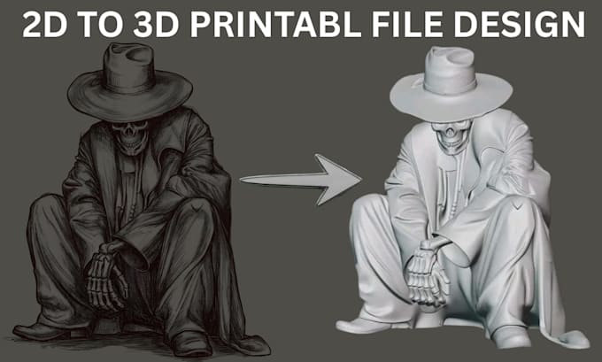 convert your 2d art into a 3d printable stl 3d character model action figure