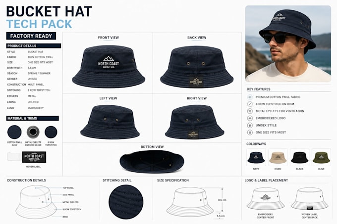 design custom hat and cap tech packs with realistic mockups