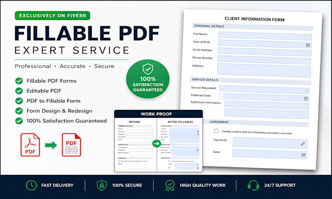 create fillable PDF form or design fillable PDF forms