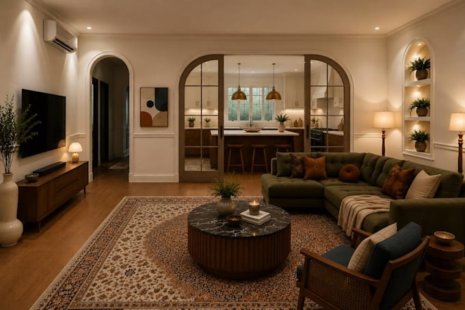 design any room interior with realistic 3d rendering