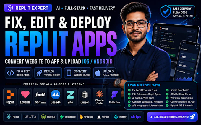 fix replit app, edit replit project, convert website to app, upload ios app