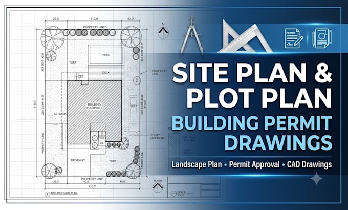 create site plan, plot plan, landscape plan and permit blueprint for approval