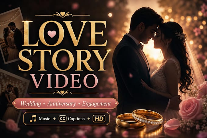 create a romantic wedding engagement anniversary slideshow video
