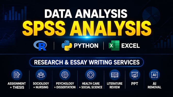 do data analysis and interpretation by spss, r studio , python, excel