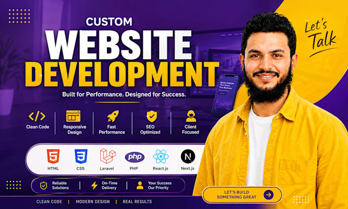 do website development as full stack web developer PHP laravel HTML CSS react js