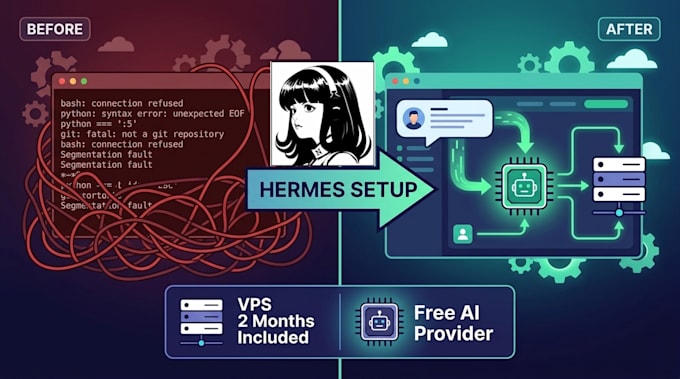 setup hermes ai agent with telegram and free ai on vps