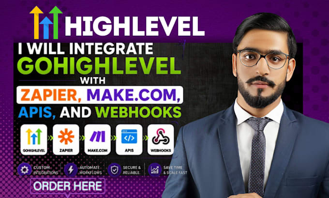 integrate gohighlevel with zapier, make com, apis, and webhooks