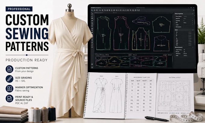 create production ready custom sewing patterns with grading PDF and dxf