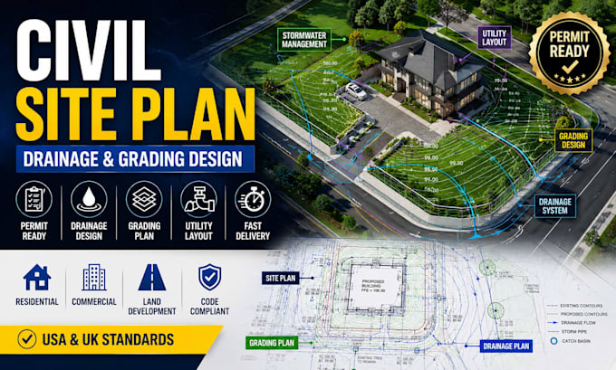 design civil site plan, grading, drainage and erosion control