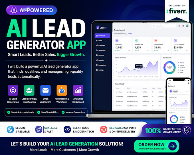 develop a powerful ai lead generator app with CRM and automation