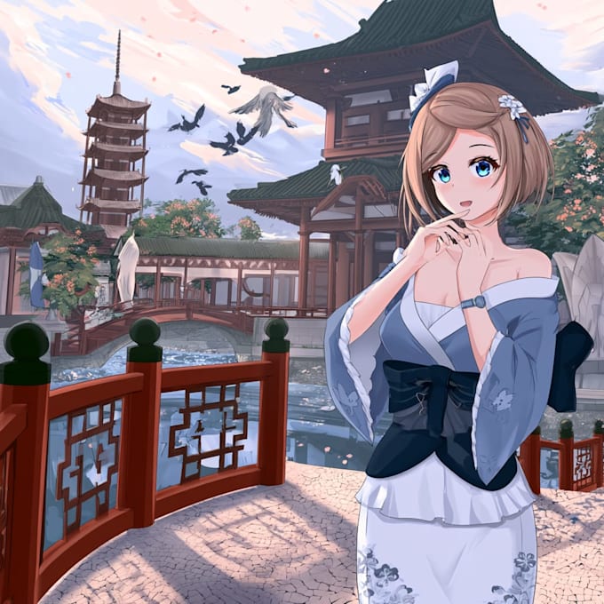 draw an anime illustration, character illustration