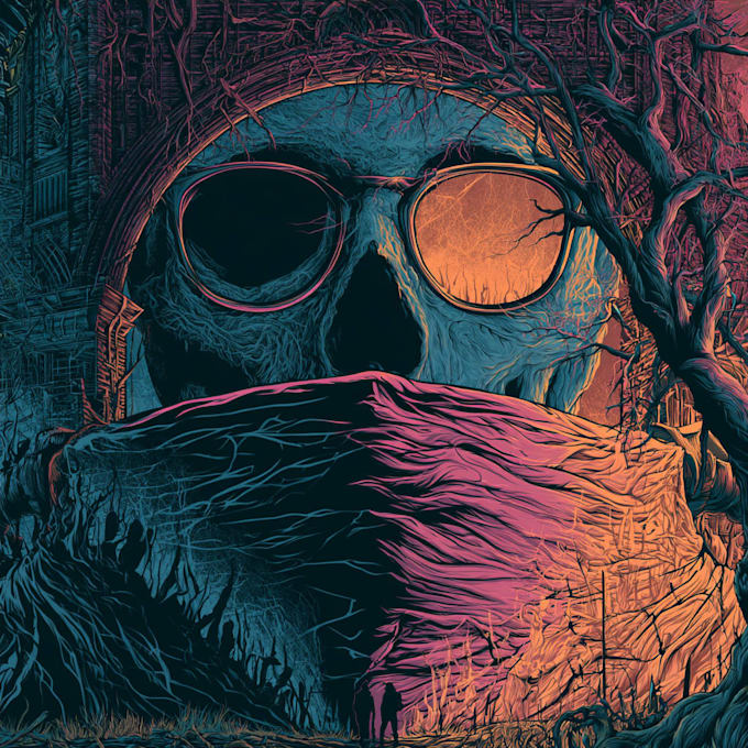 create a dark, horror, underground art illustration