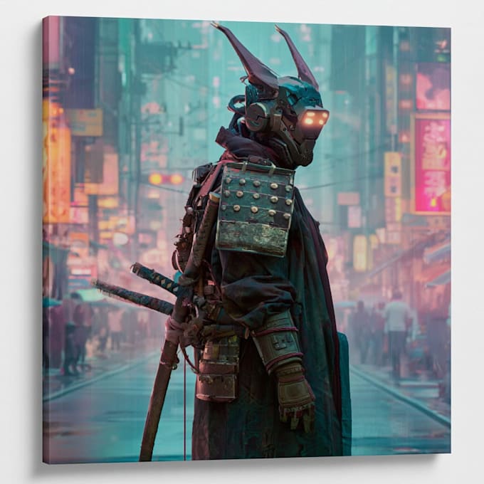 cyberpunk samurai street warrior art