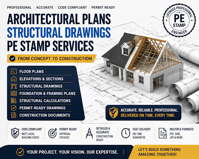 draw architect plan structural engineer stamp