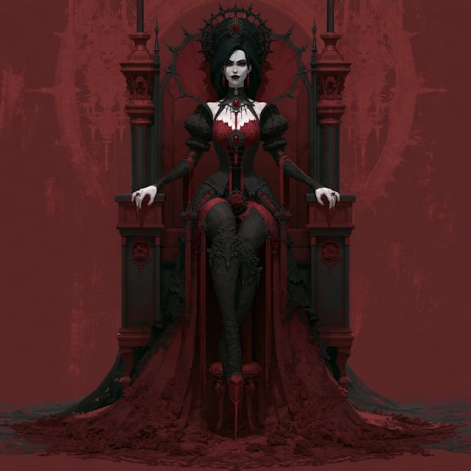 horror vampire lord queen character desing