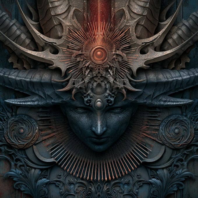 create dark art, metal, gothic illustration
